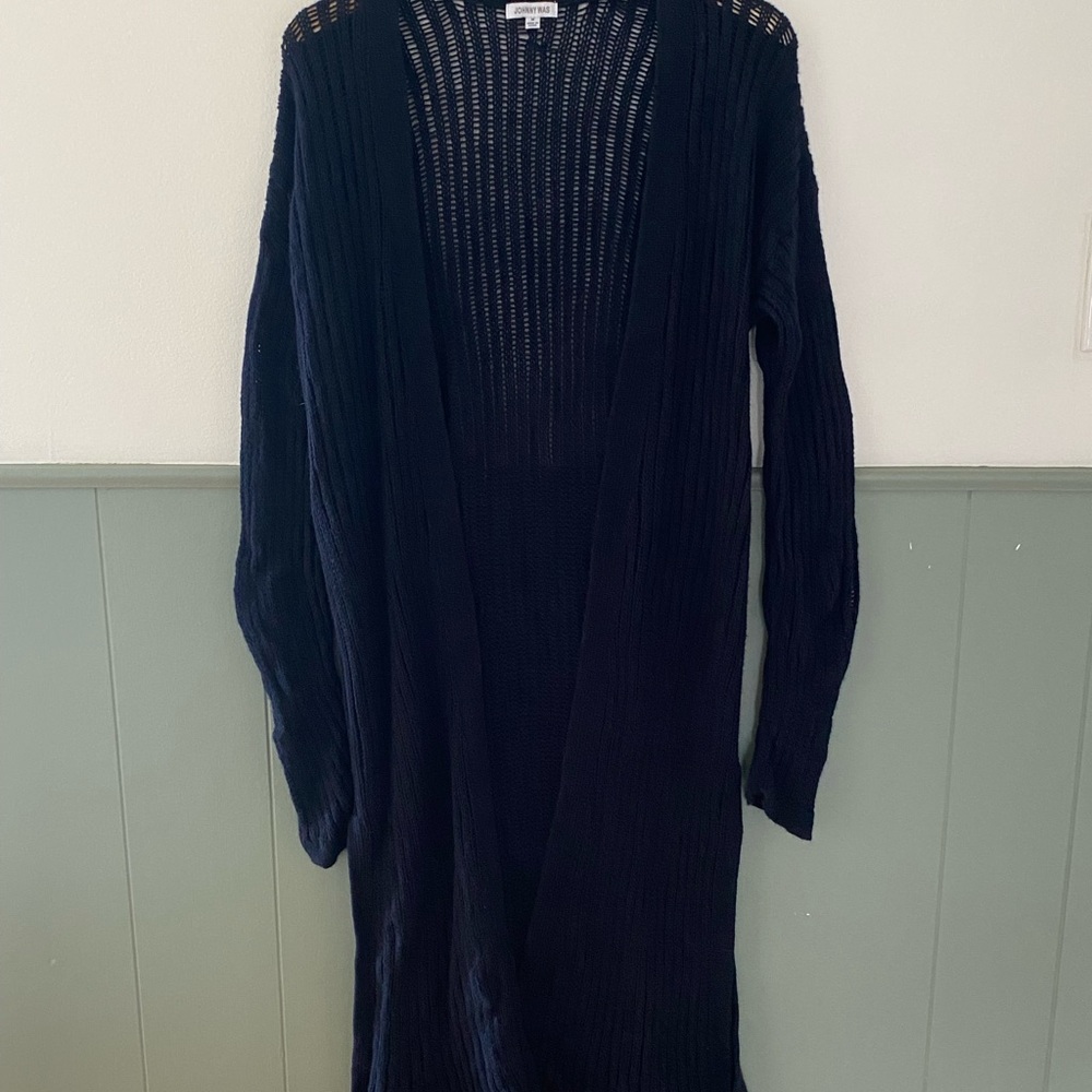 Johnny Was Navy Open Knit Sweater
